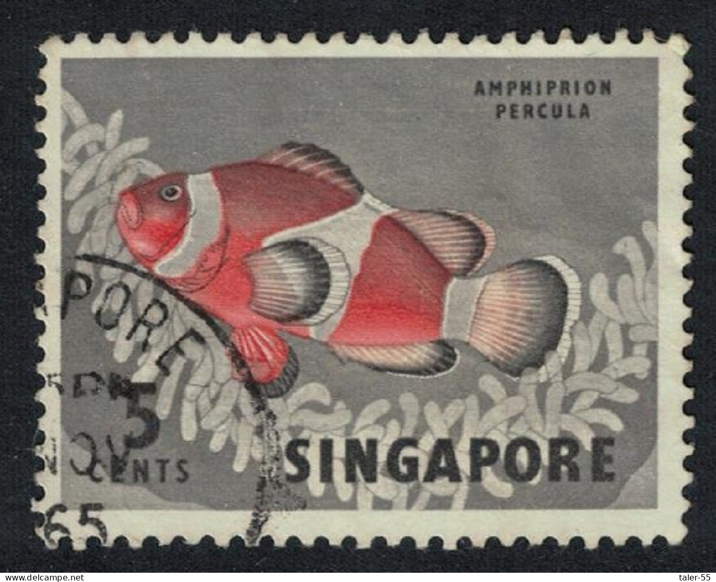 Singapore Orange Clownfish Fish 1962 Canc SG#66 - Singapur (1959-...)