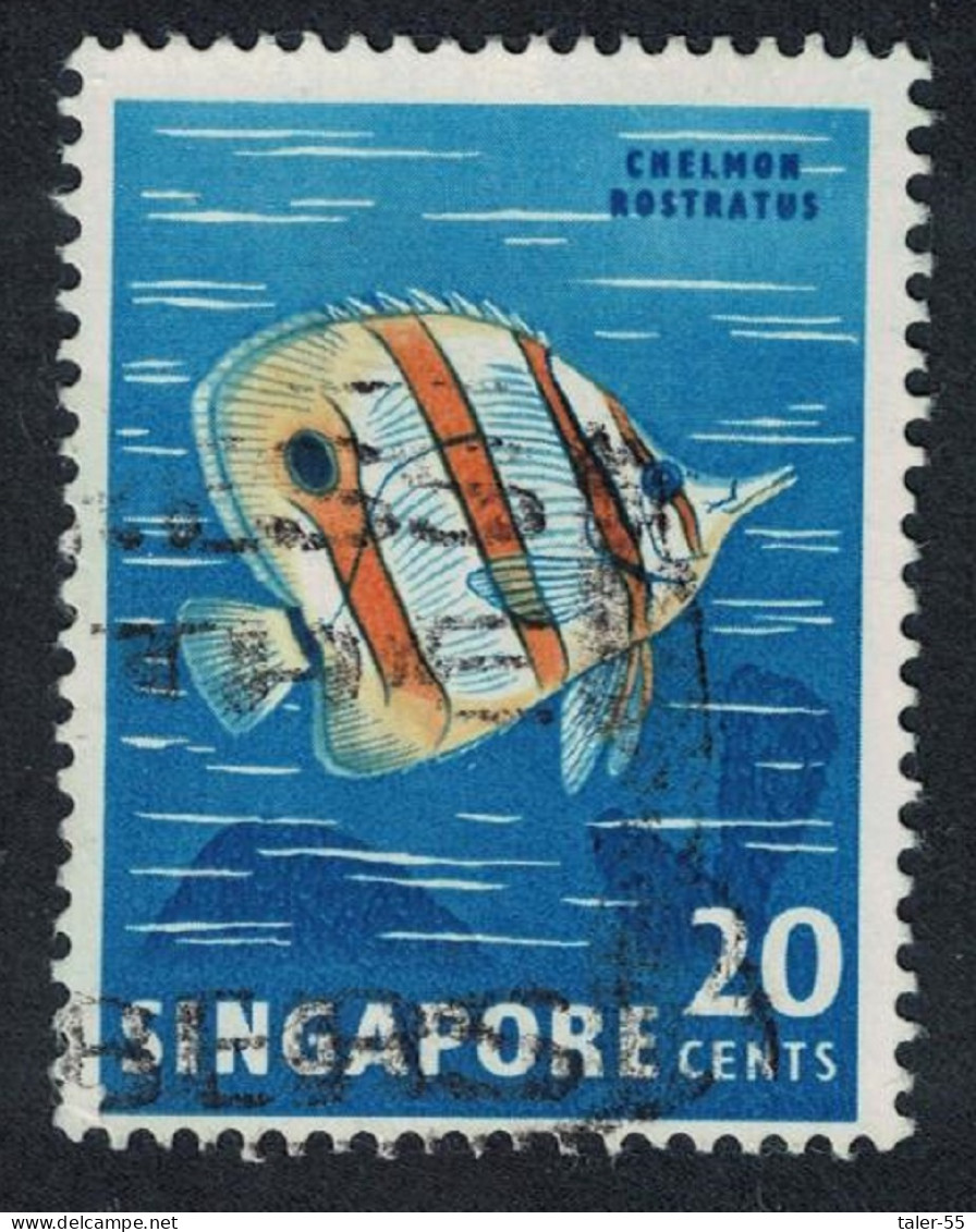 Singapore Copper-banded Butterflyfish Fish 1962 Canc SG#71 - Singapore (1959-...)