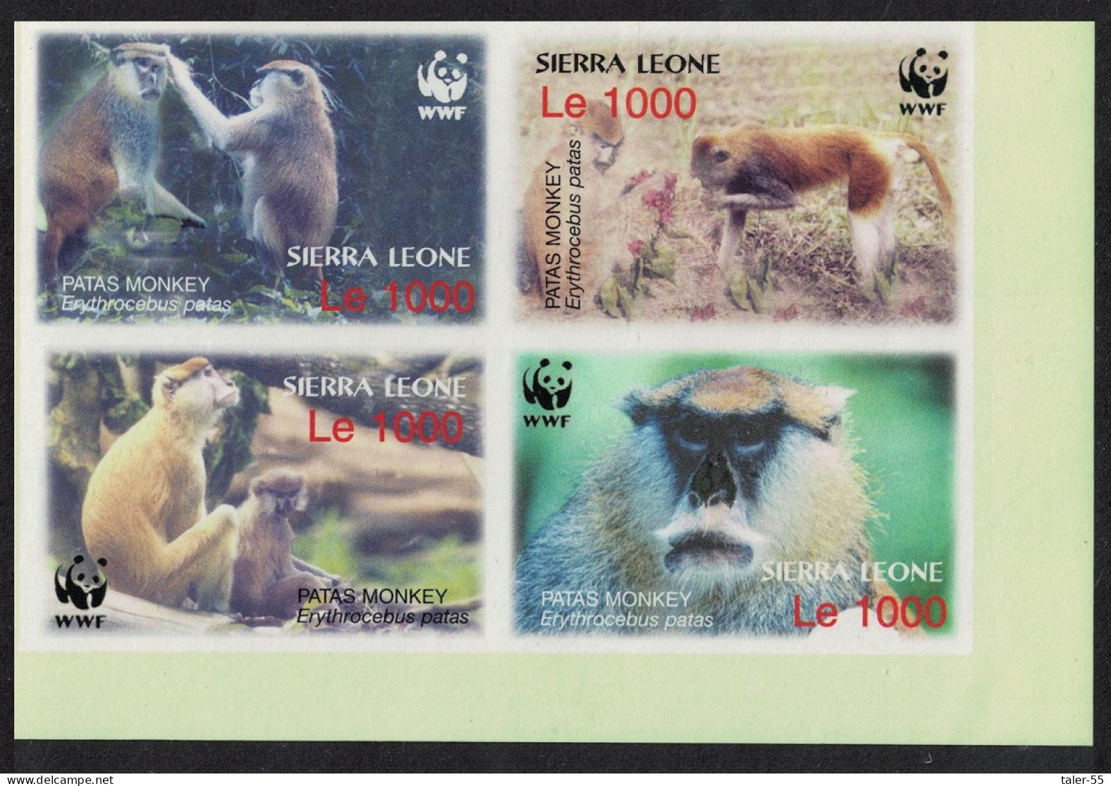 Sierra Leone WWF Patas Monkey 4 Imperf Block Of 4 2004 MNH SG#4290-4293 MI#4694-4697 Sc#2752 A-d - Sierra Leone (1961-...)