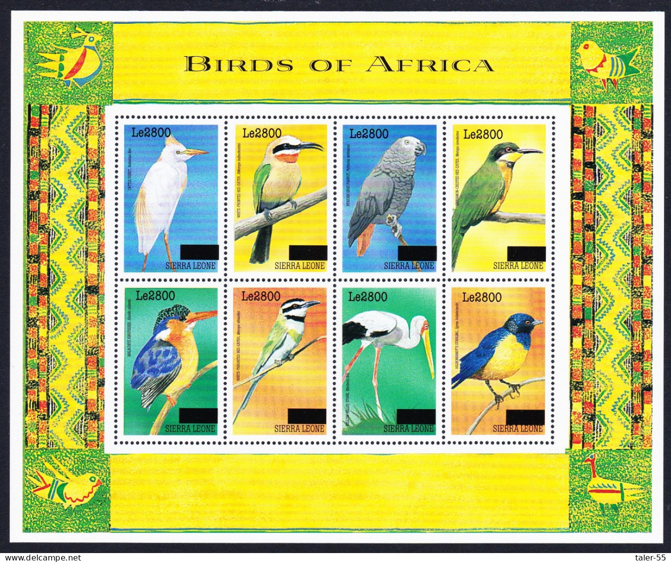 Sierra Leone Birds Sheetlet Of 8v Overprint 2008 MNH SG#4567-4574 MI#5033-5040 - Sierra Leone (1961-...)