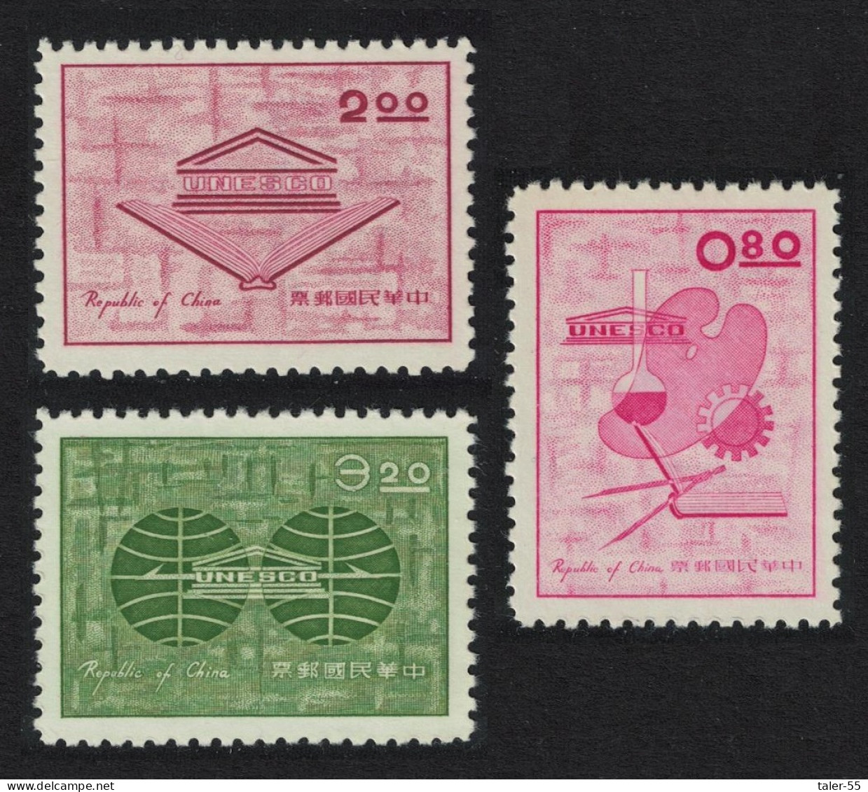 Taiwan UNESCO Activities 3v 1962 MNH SG#448-450 MI#447-449 - Ongebruikt