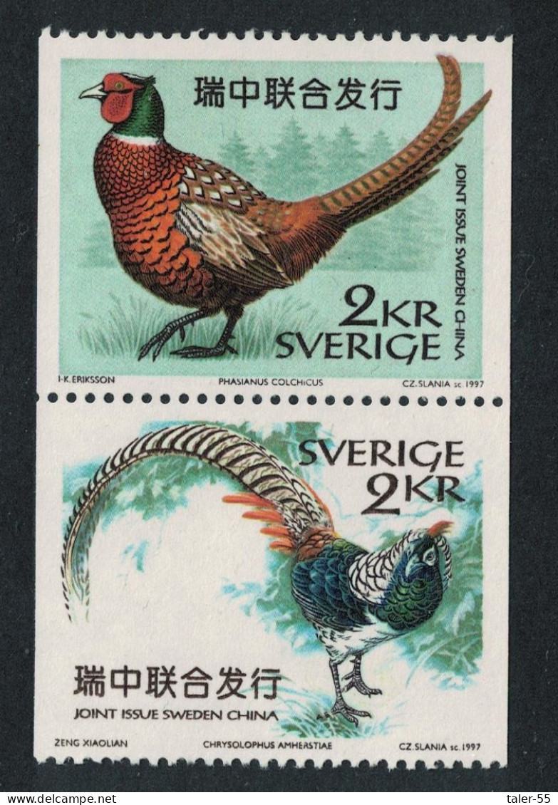 Sweden Birds Rare Pheasants 2v Pair From Booklet 1997 MNH SG#1923-1924 - Neufs