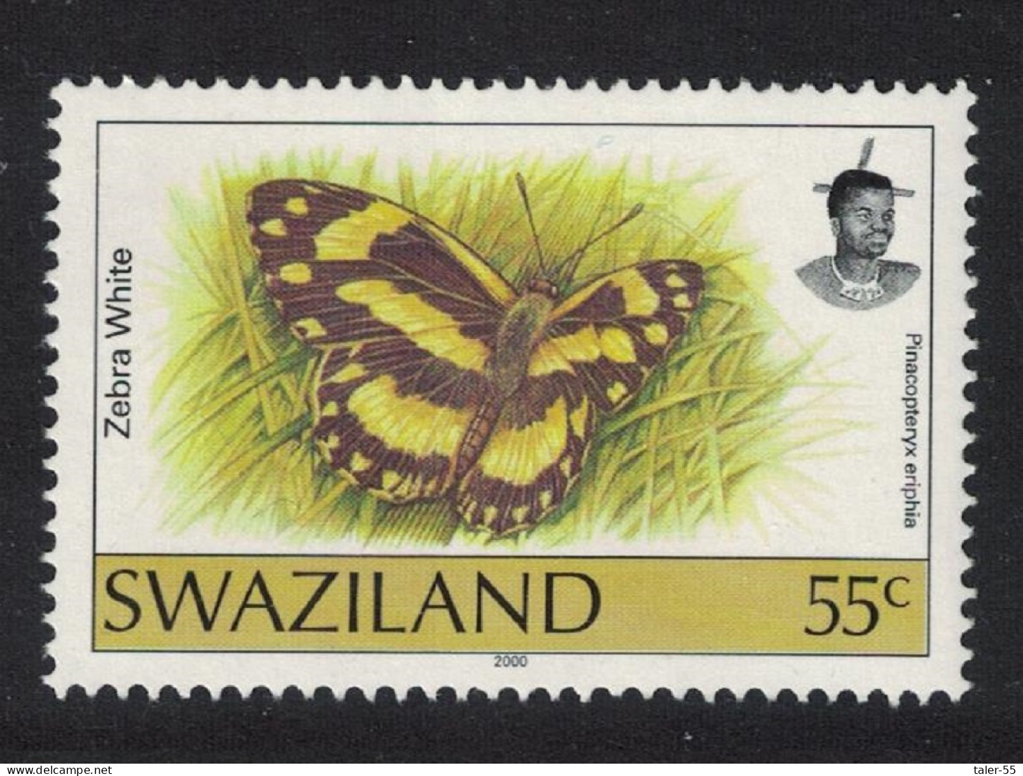Swaziland Butterfly 'Pinacopteryx Eriphia' 55c Imprint '2000' RARR Def SG#615a - Swaziland (1968-...)