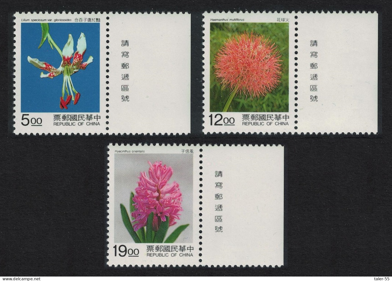 Taiwan Hyacinth Lily Bulbous Flowers 3v Margins Inscr 1995 MNH SG#2243-2245 - Unused Stamps