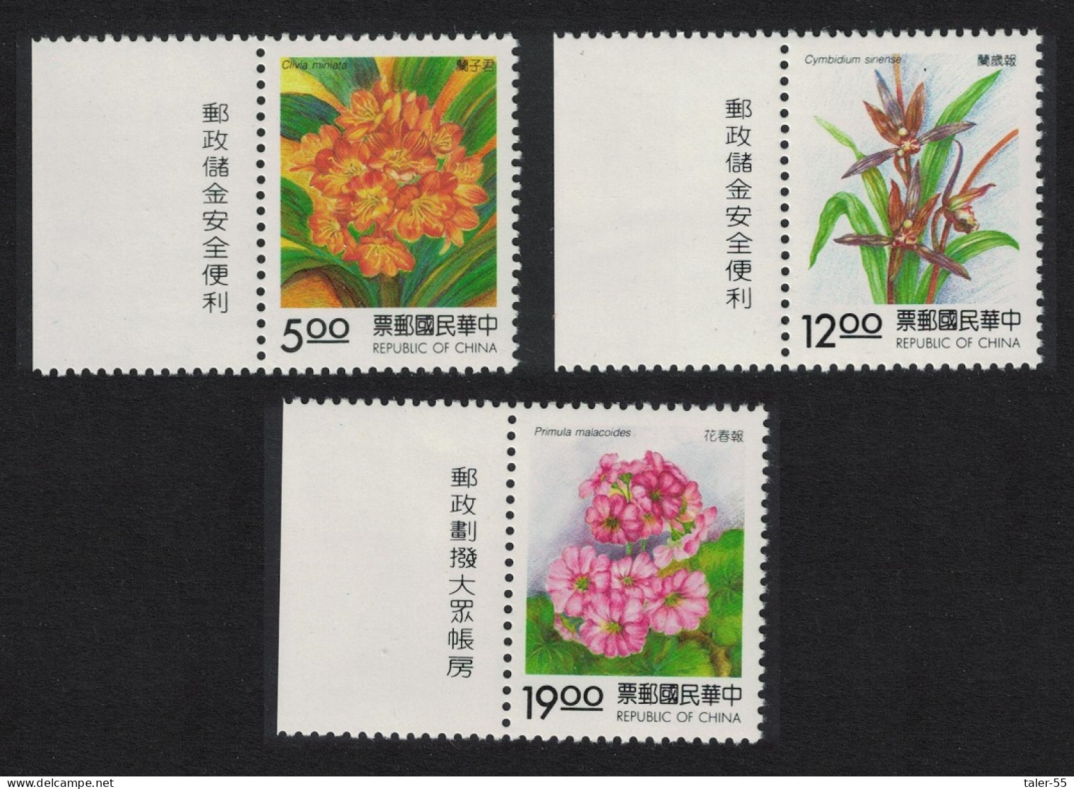 Taiwan Clivia Primula Flowers 3v Margins 1994 MNH SG#2177-2179 - Unused Stamps