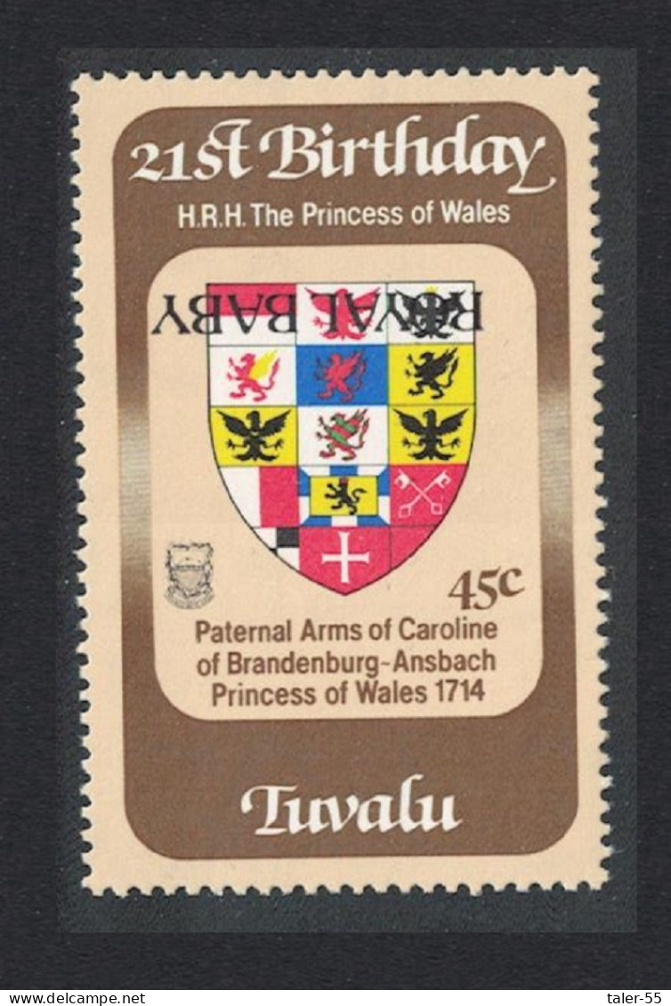 Tuvalu Birth Of Prince William Of Wales INVERTED Overprint 'ROYAL BABY' 1982 MNH SG#190a - Tuvalu