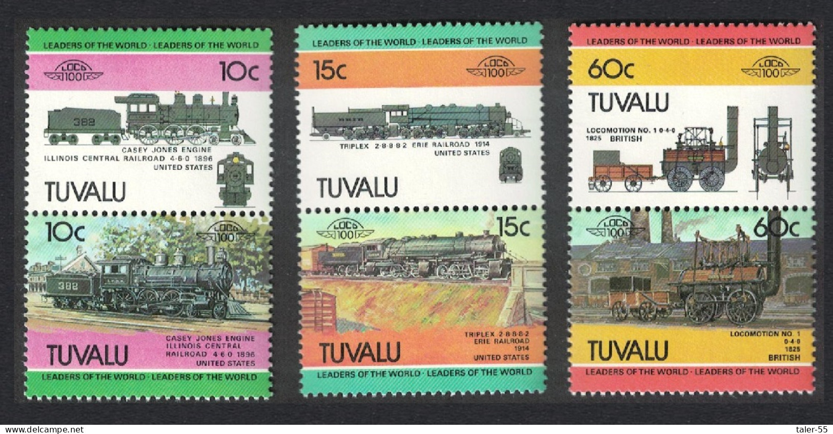 Tuvalu Railway Locomotives 2nd Series 6v 1984 MNH SG#253=266 - Tuvalu