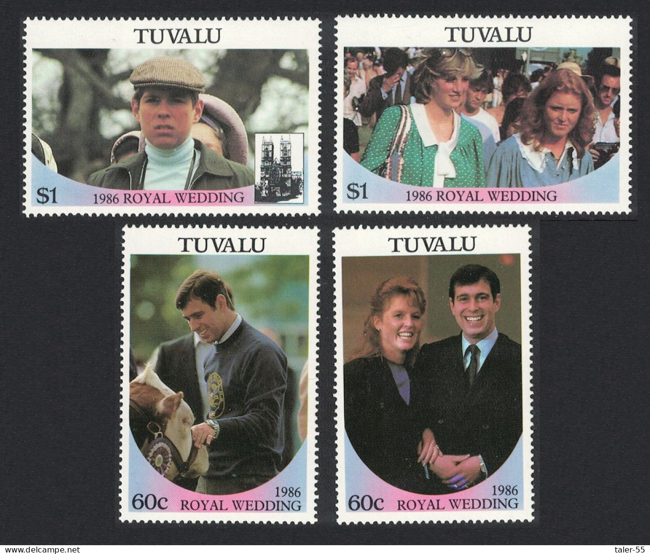 Tuvalu Royal Wedding Prince Andrew 4v 1986 MNH SG#397-400 - Tuvalu