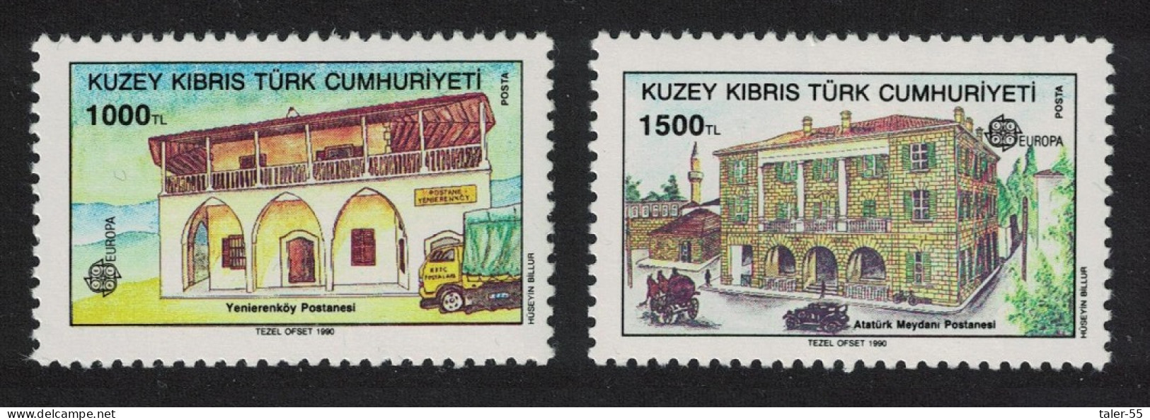 Turkish Cyprus Europa Post Office Buildings 2v Corners 1990 MNH SG#275-276 - Ungebraucht