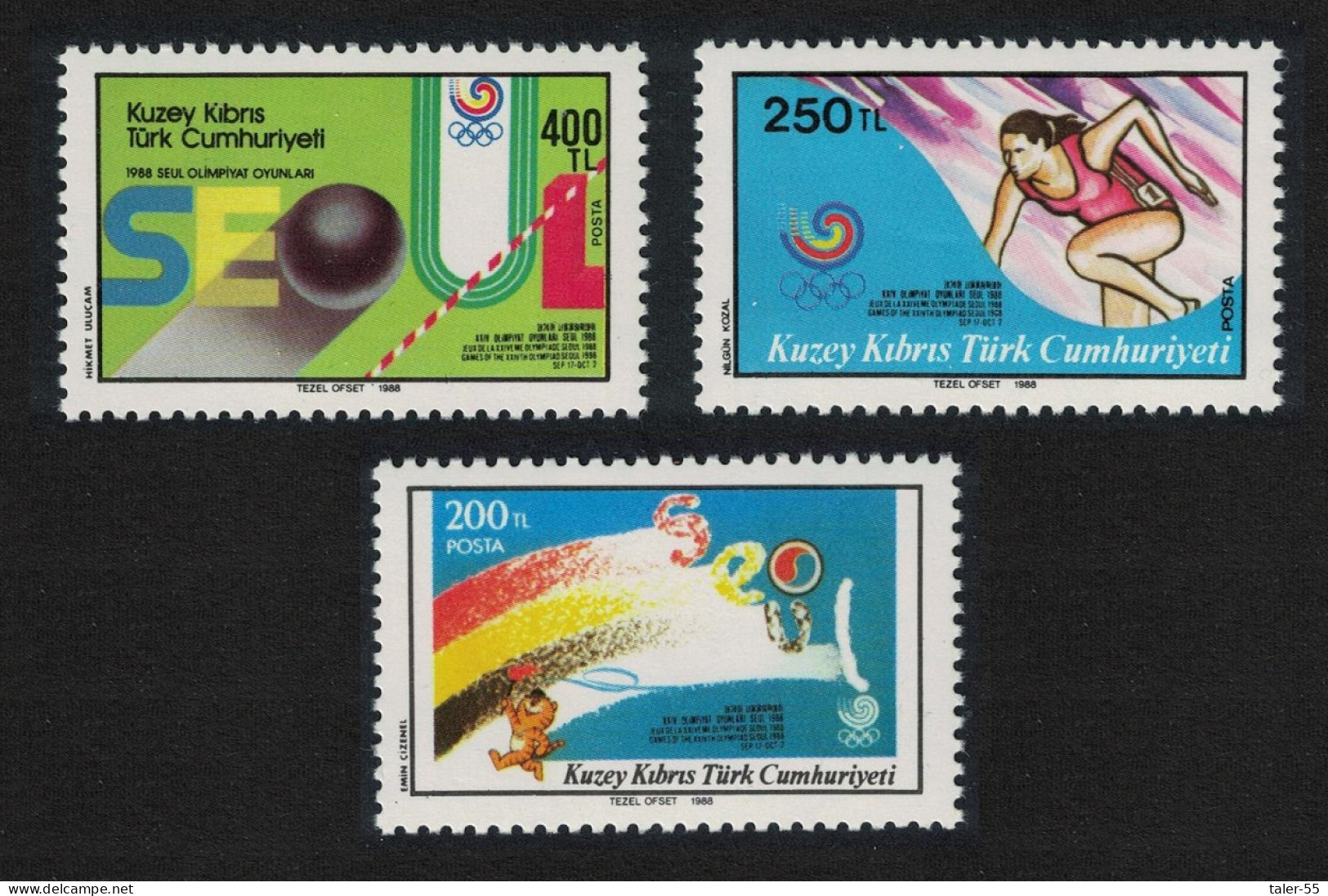 Turkish Cyprus Olympic Games Seoul 3v 1988 MNH SG#237-239 - Ungebraucht