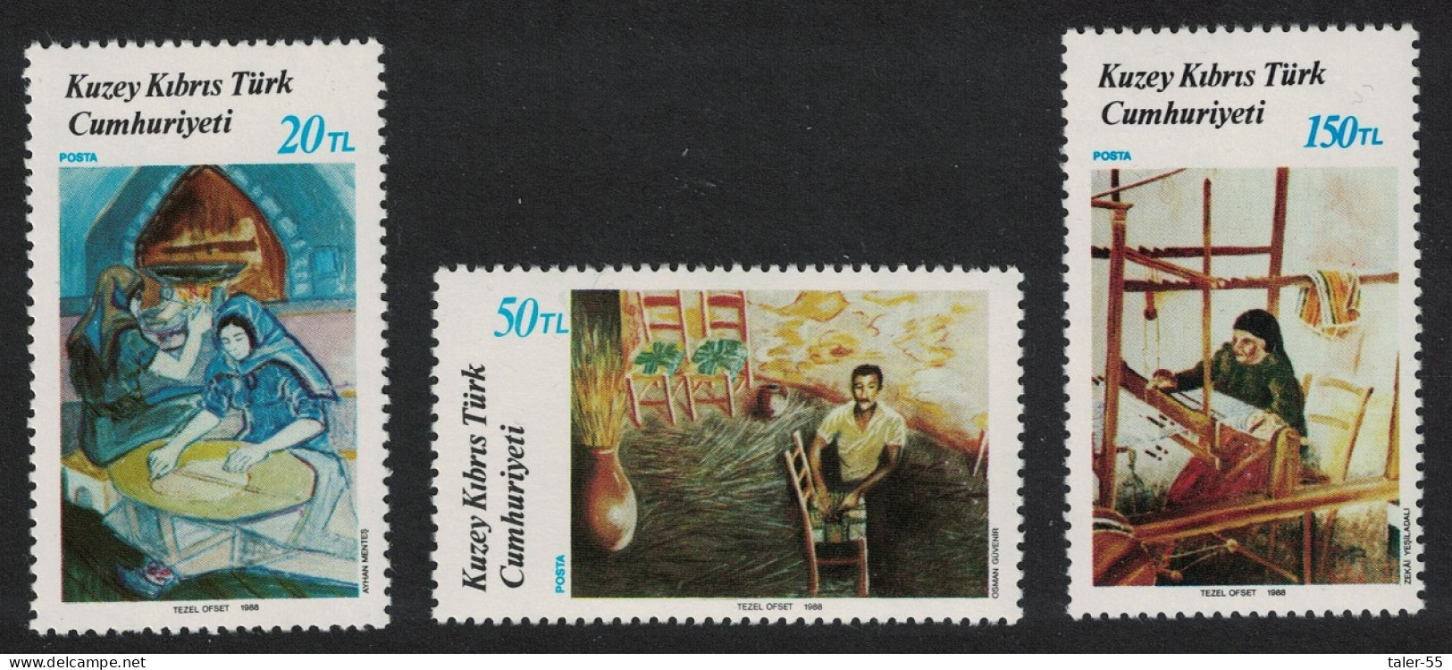 Turkish Cyprus Paintings Art 7th Series 3v 1988 MNH SG#225-227 - Ungebraucht