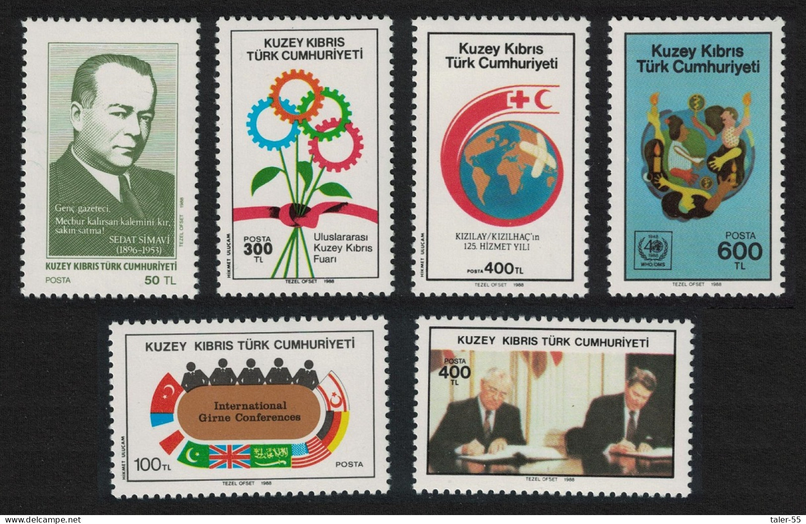 Turkish Cyprus Gorbatchov Red Cross WHO Anniversaries 6v 1988 MNH SG#240-245 - Ungebraucht