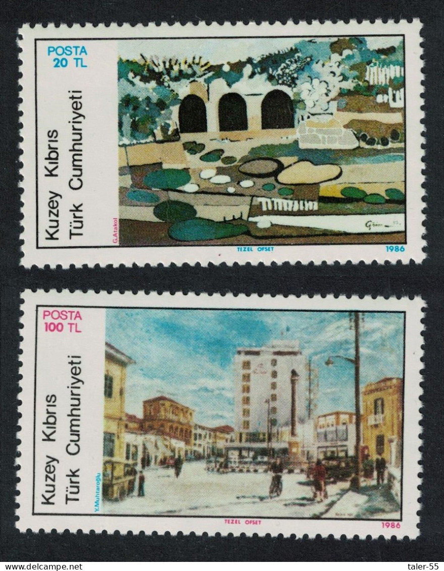 Turkish Cyprus Paintings Art 5th Series 2v 1986 MNH SG#185-186 - Ungebraucht