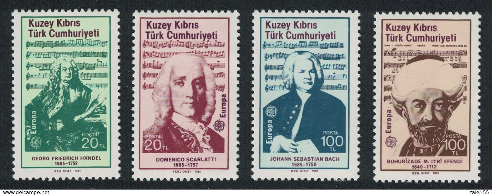 Turkish Cyprus Europa CEPT Music Composers 4v 1985 MNH SG#172-175 MI#166-169 KB - Ungebraucht