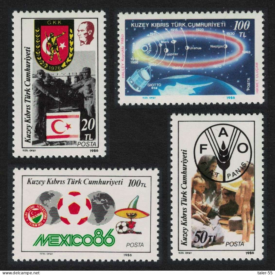 Turkish Cyprus Football Halley's Comet Anniversaries And Events 4v 1986 MNH SG#193-196 - Ungebraucht