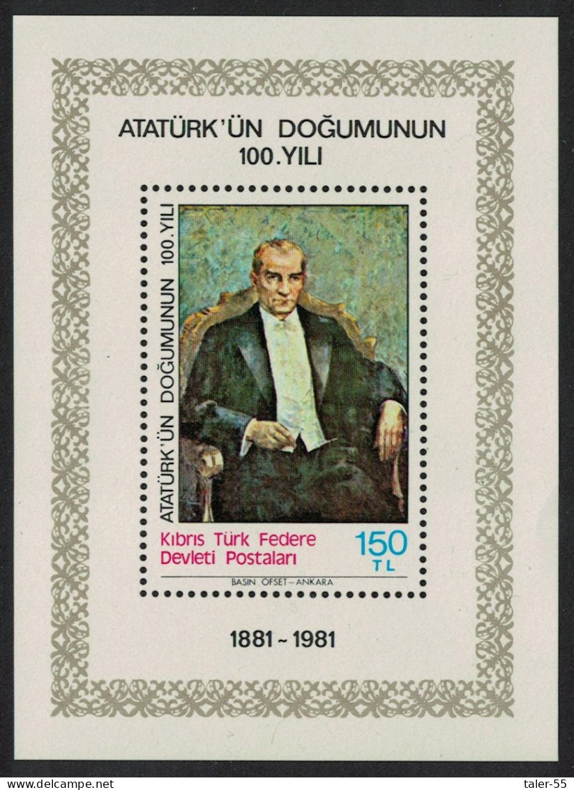 Turkish Cyprus Birth Centenary Of Kemal Ataturk Painting MS 1981 MNH SG#MS108 - Ungebraucht