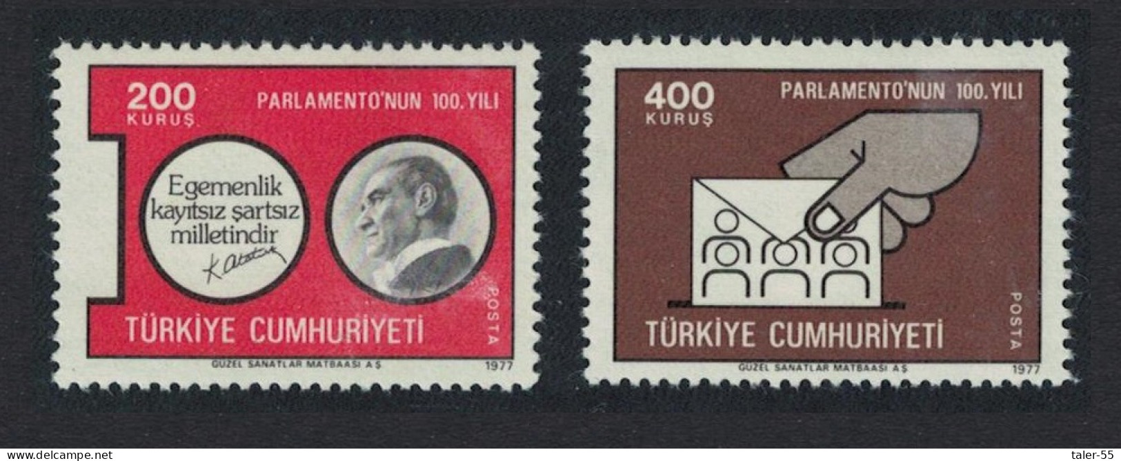 Turkey Parliament 2v 1977 MNH SG#2575-2576 MI#2413-2414 Sc#2049-2050 - Unused Stamps