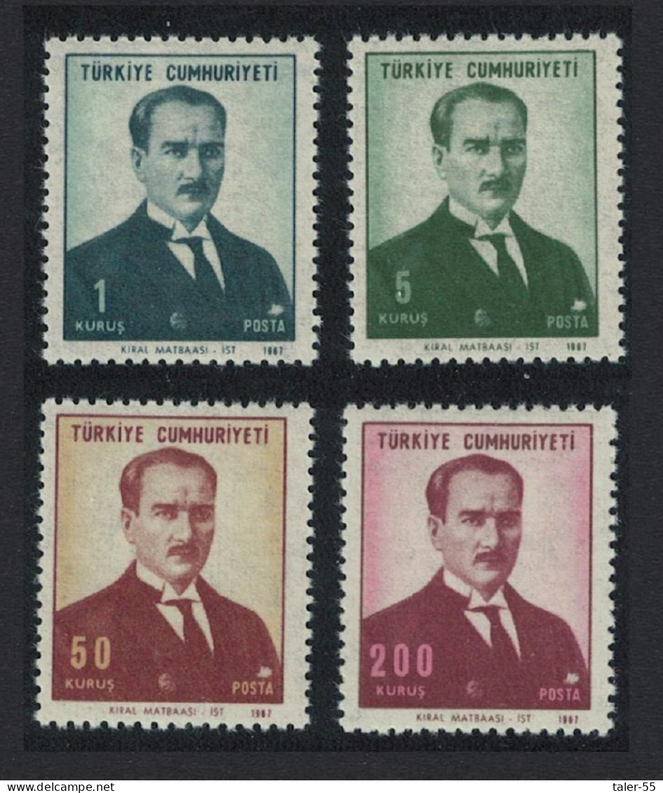 Turkey Kemal Ataturk 4v 1968 MNH SG#2226-2229 MI#2082-2085 Sc#1767-1770 - Unused Stamps