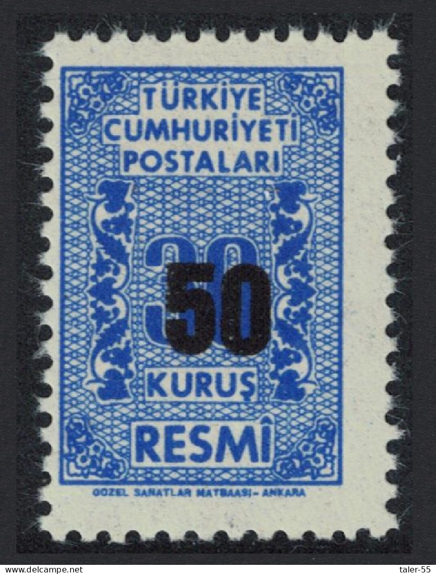 Turkey Official Stamp Overprint 50 Kurus 1963 MNH SG#O2003 Sc#O82 - Unused Stamps