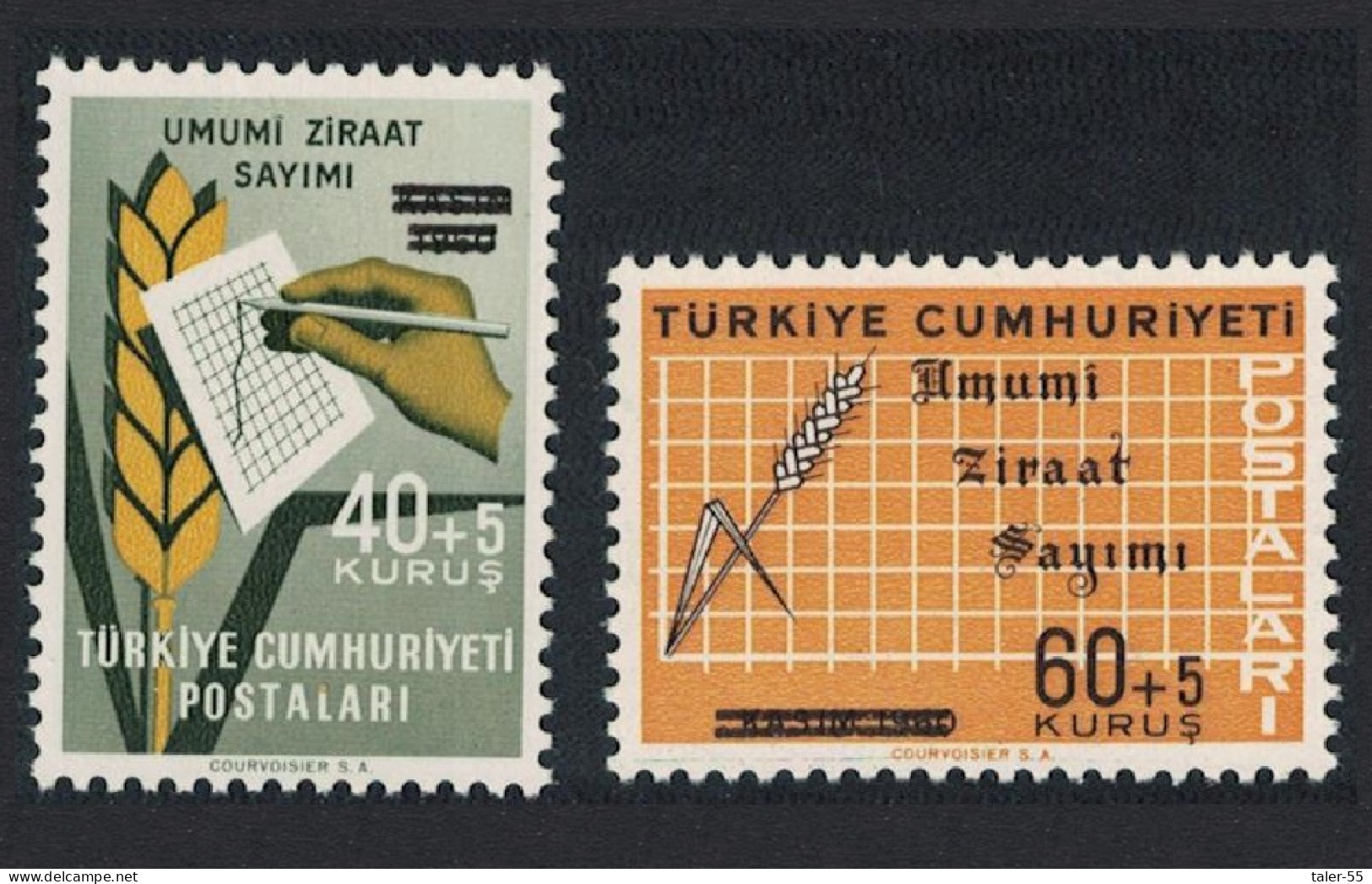 Turkey Agricultural Census Unissued Stamps 2v 1963 MNH SG#2013-2014 MI#1861-1862 Sc#B93-B94 - Ungebraucht