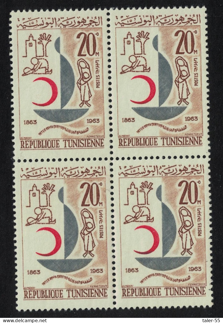 Tunisia Red Cross Centenary Block Of 4 1963 MNH SG#588 Sc#438 - Tunesien (1956-...)