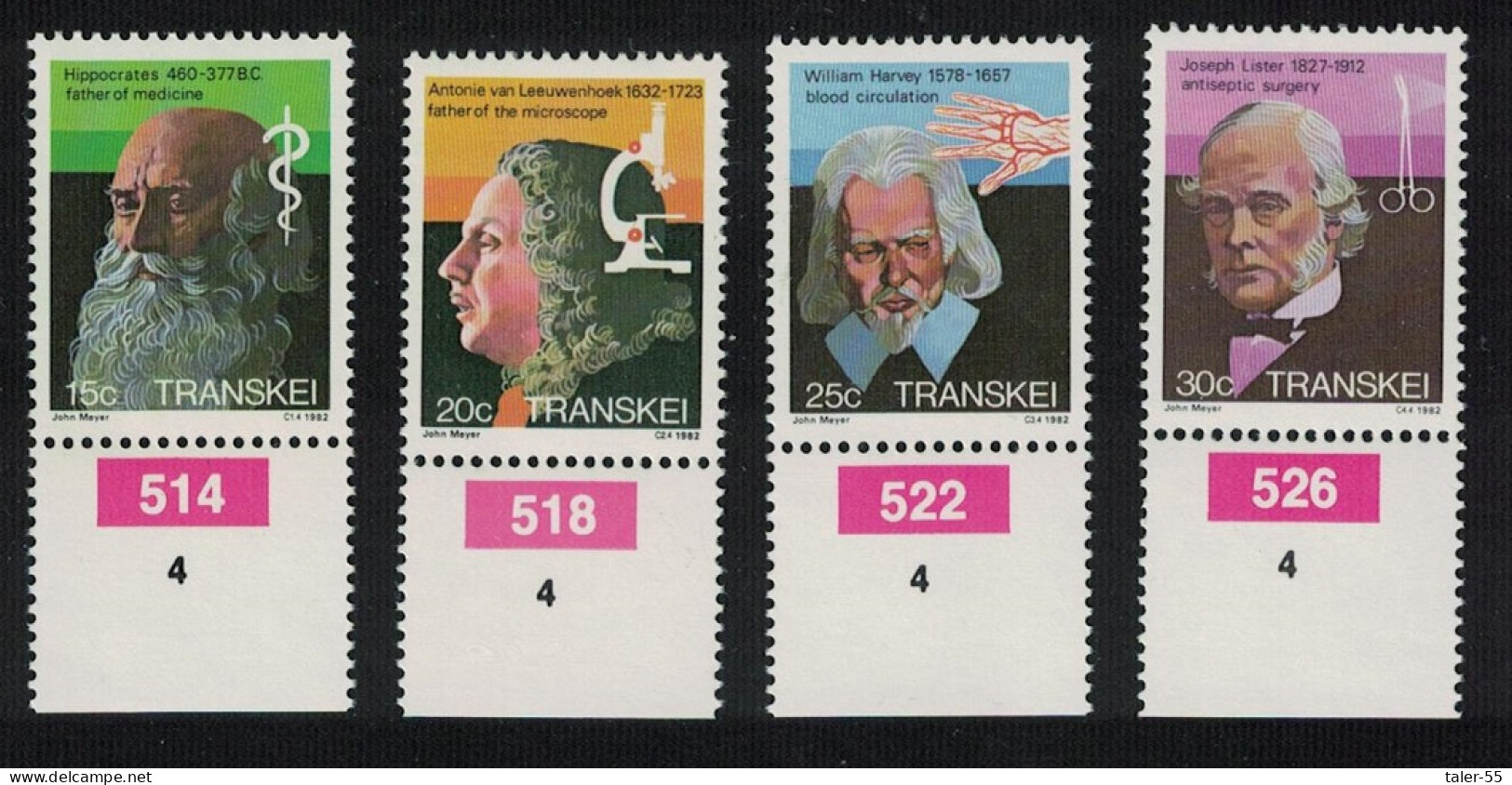 Transkei Celebrities Of Medicine 4v Control Numbers 1982 MNH SG#108-111 Sc#97-100 - Transkei