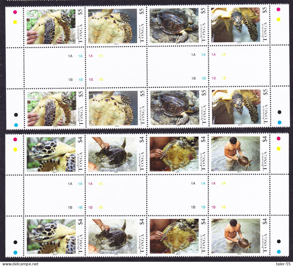 Tonga Turtles 8v Gutter Strips 2013 MNH SG#1665-1672 Sc#1197-1198 - Tonga (1970-...)