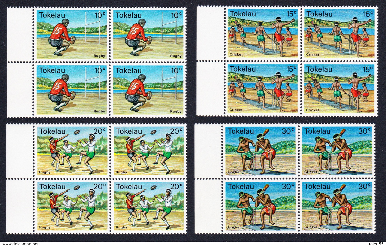 Tokelau Local Sports 4v Blocks Of 4 Margins 1979 MNH SG#69-72 Sc#69-72 - Tokelau