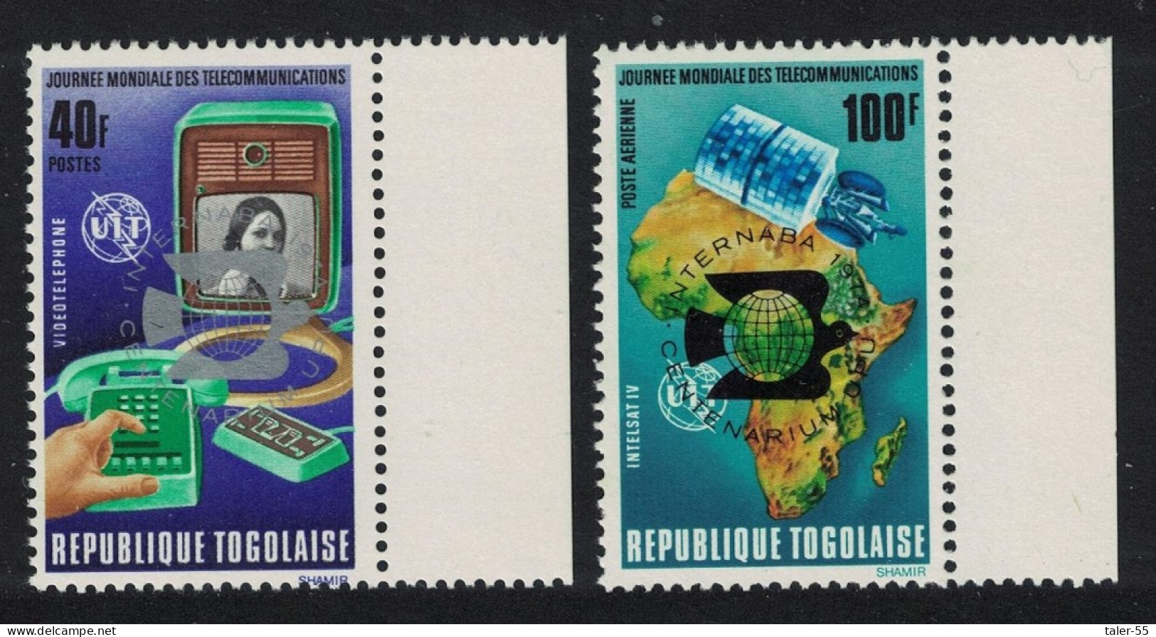 Togo Centenary Of UPU SILVER AND RED Ovpts 1974 MNH SG#1019-1020 MI#1045bA-1046aA Sc#880+C229 - Togo (1960-...)