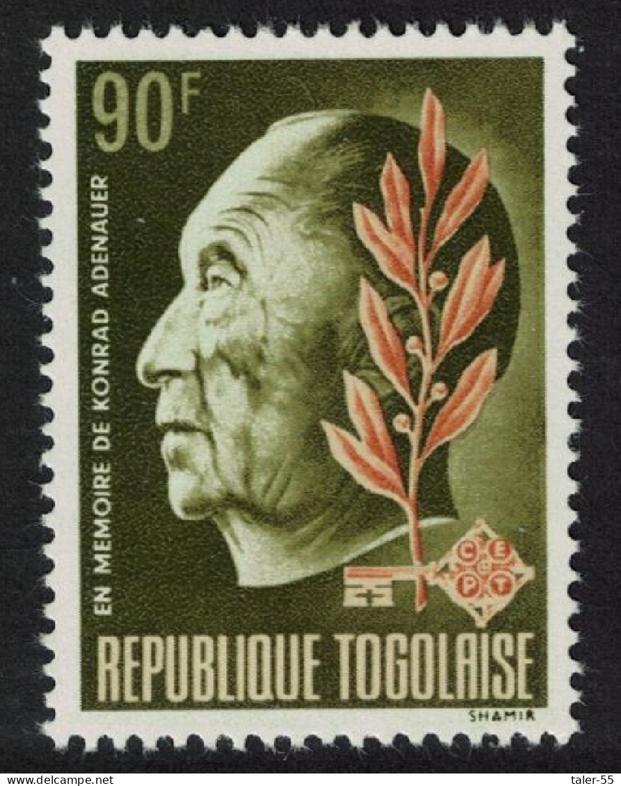 Togo Adenauer German Statesman Commemoration. 1968 MNH SG#595 Sc#645 - Togo (1960-...)