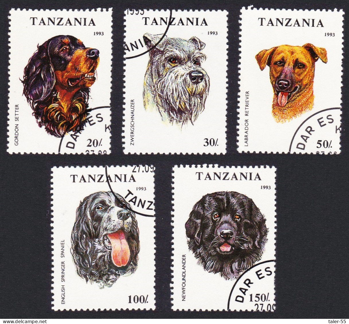 Tanzania Dogs 5v 1993 CTO SG#1681-1685 Sc#1144-1148 - Tanzania (1964-...)