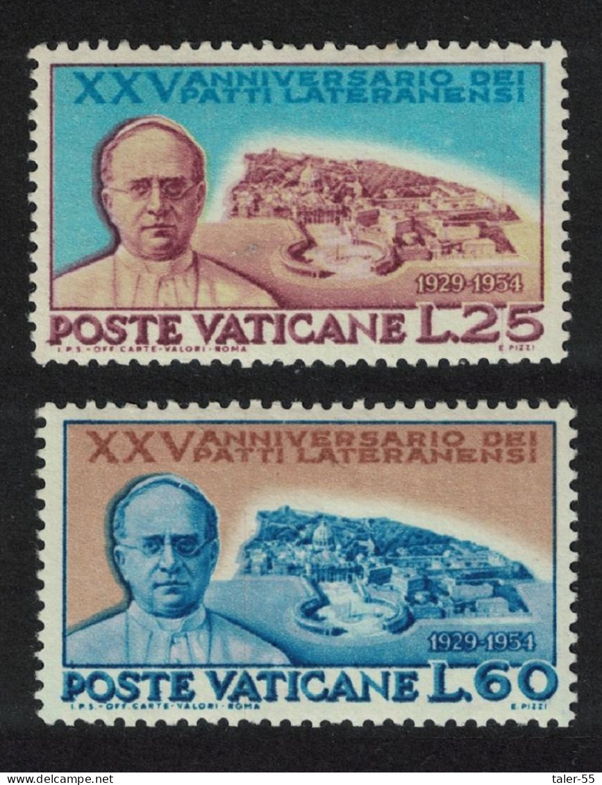 Vatican 25th Anniversary Of Lateran Treaty 2v 1954 MNH SG#197-198 Sc#174-175 - Unused Stamps