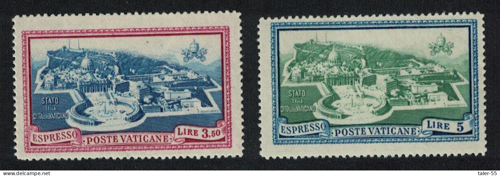 Vatican Express Mail Aerial View 2v 1945 MH SG#E107-E108 Sc#E5-E6 - Nuevos