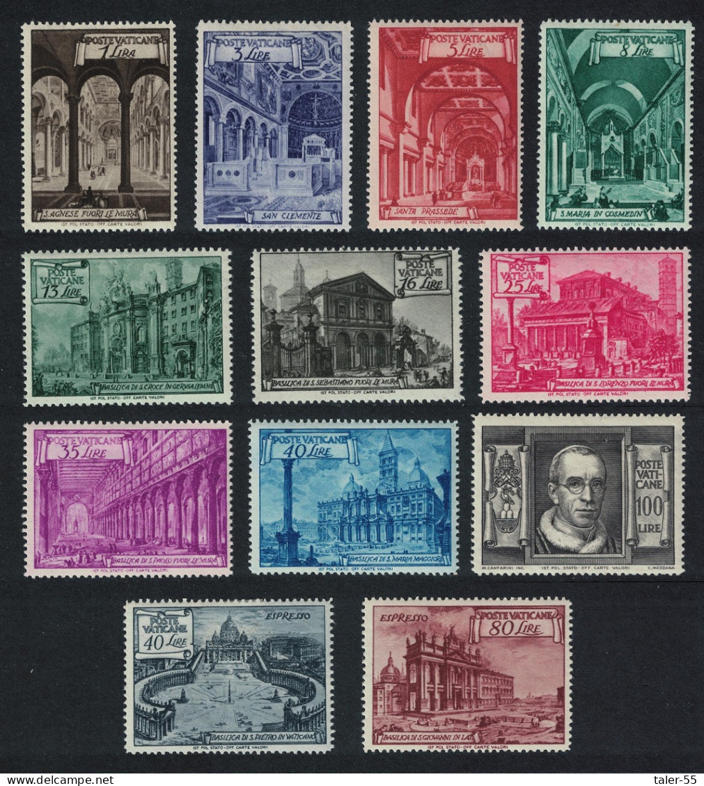 Vatican Basilicas 12v COMPLETE 1949 MH SG#139A-E150 - Ungebraucht