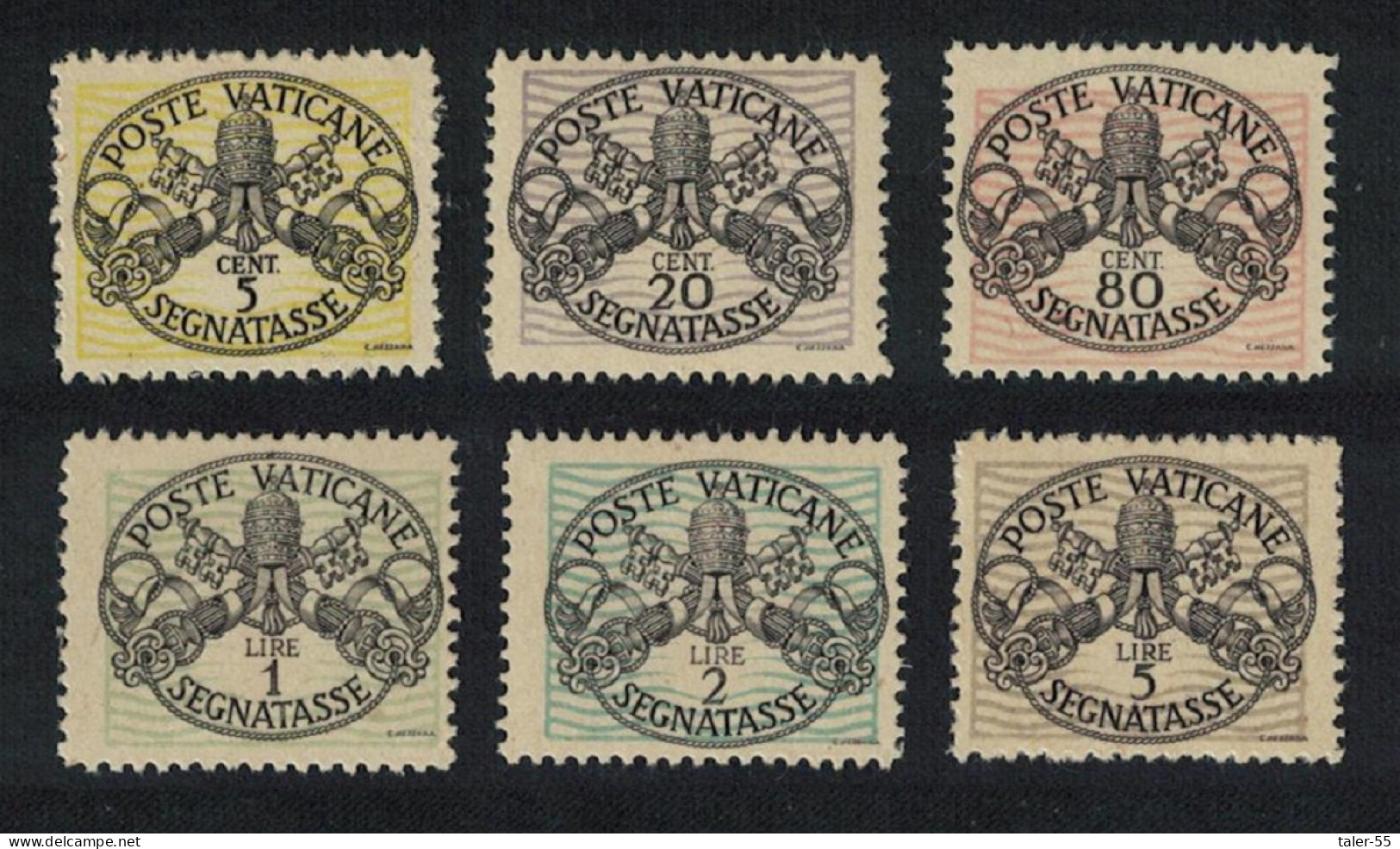 Vatican Postage Due 6v 1945 MH SG#D107-D112 Sc#J7-J12 - Unused Stamps