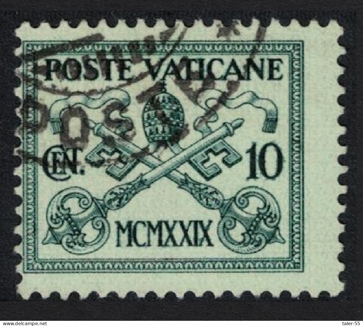 Vatican Papal Tiara And St Peter's Keys 10c FIRST ISSUE 1929 Canc SG#2 MI#2 Sc#2 - Usados