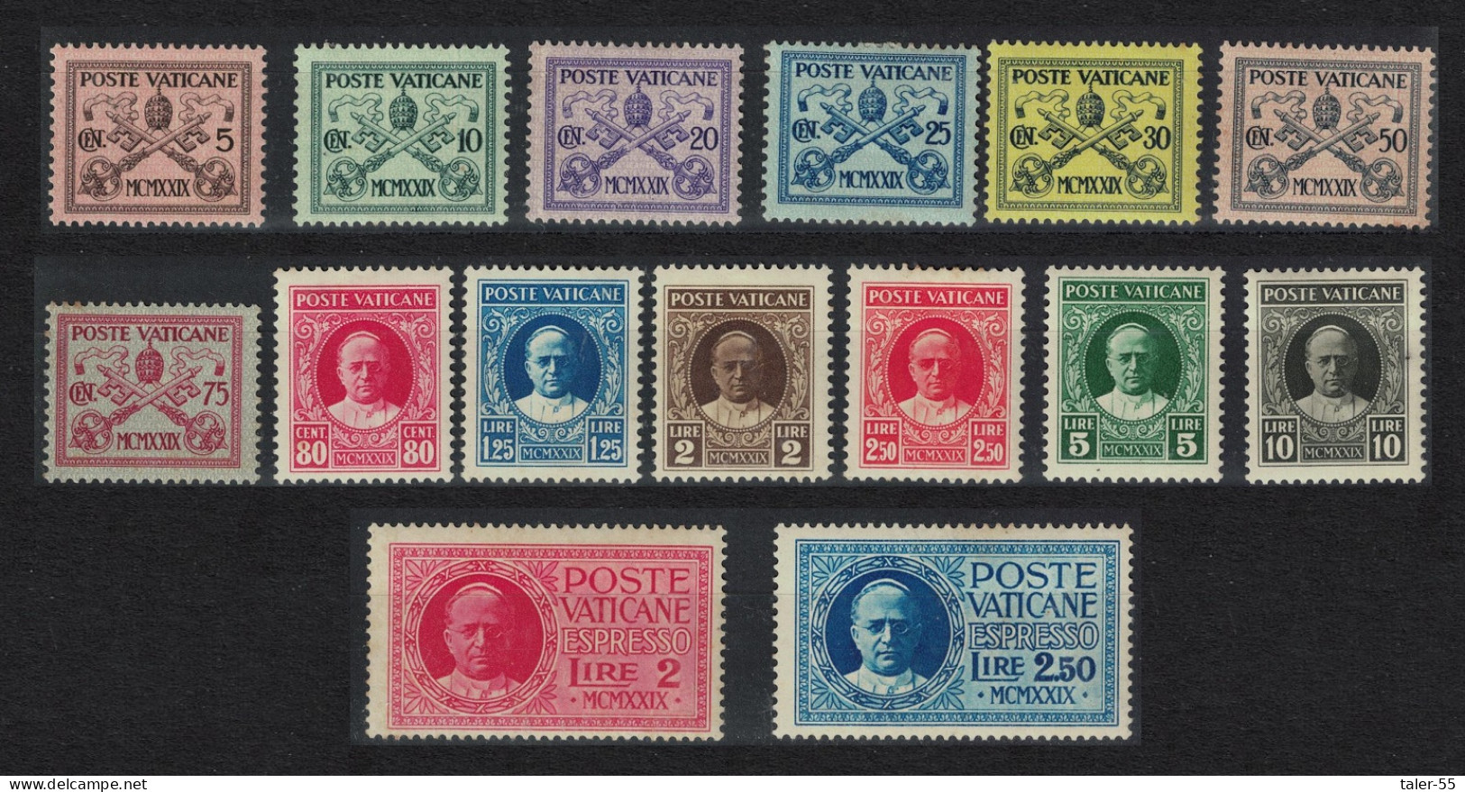 Vatican Papal Tiara And St Peter's Keys 15v COMPLETE 1929 MH SG#1-15 - Unused Stamps