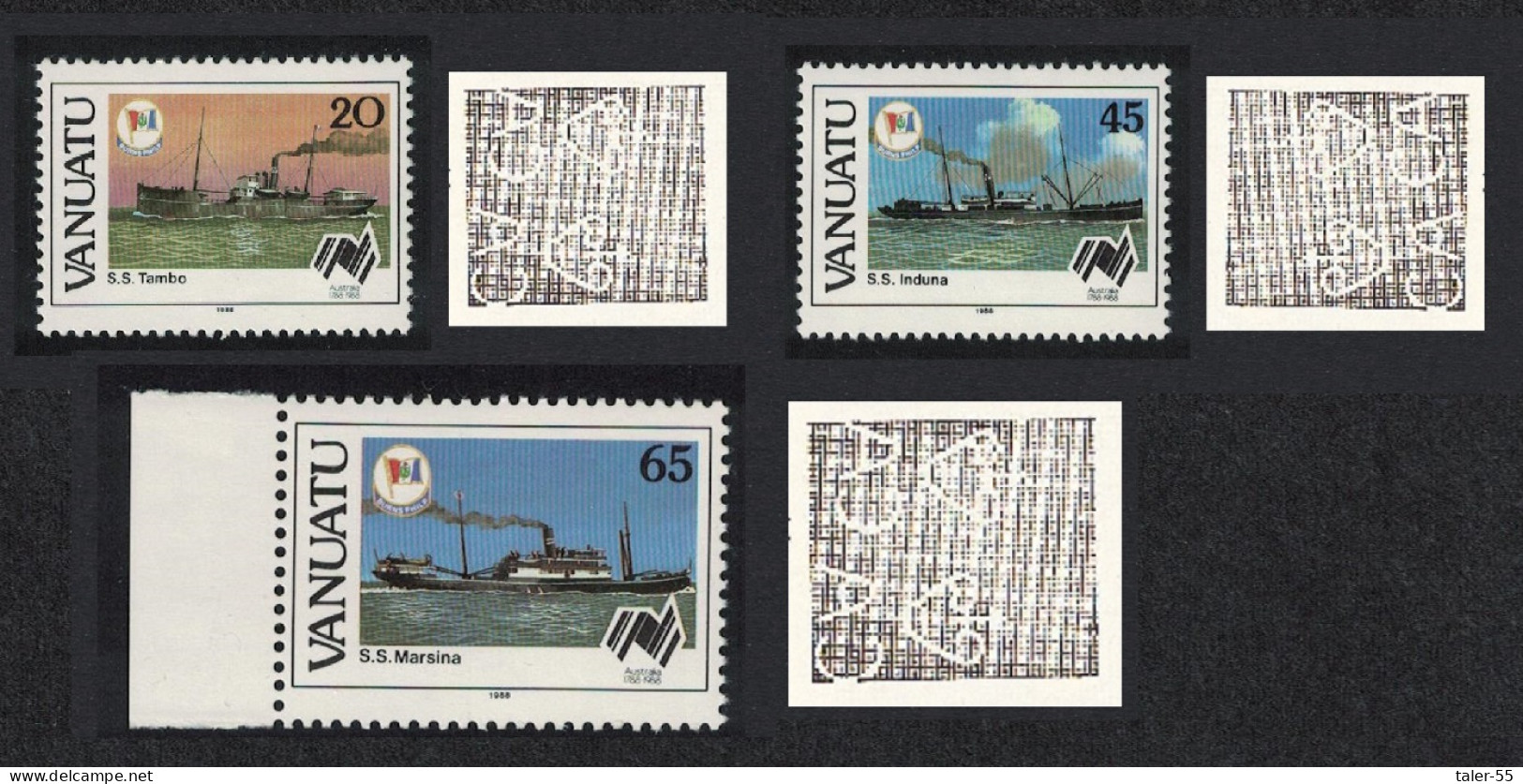 Vanuatu Freighters Ships Watermark Varieties COMPLETE RAR 1988 MNH SG#496w-3499w - Vanuatu (1980-...)