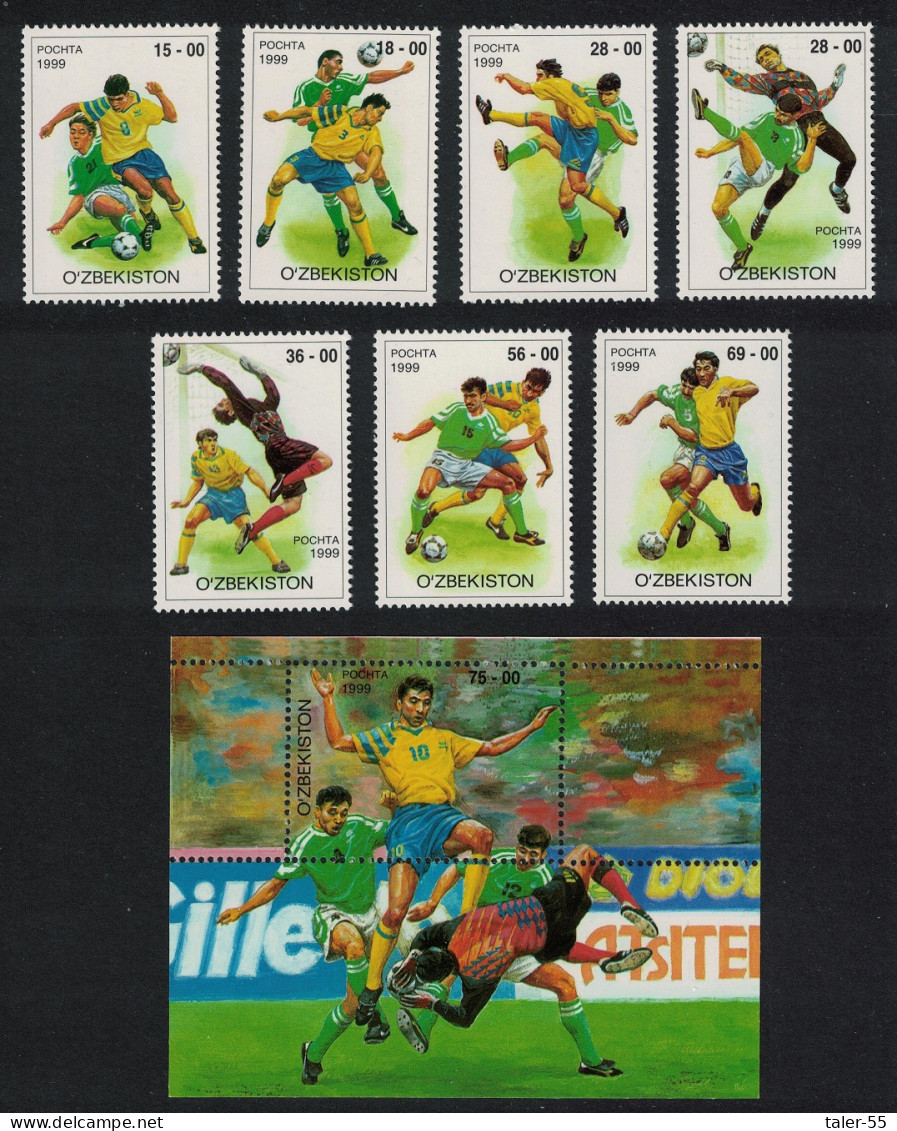 Uzbekistan Football 7v+MS 1999 MNH SG#220-MS227 - Ouzbékistan