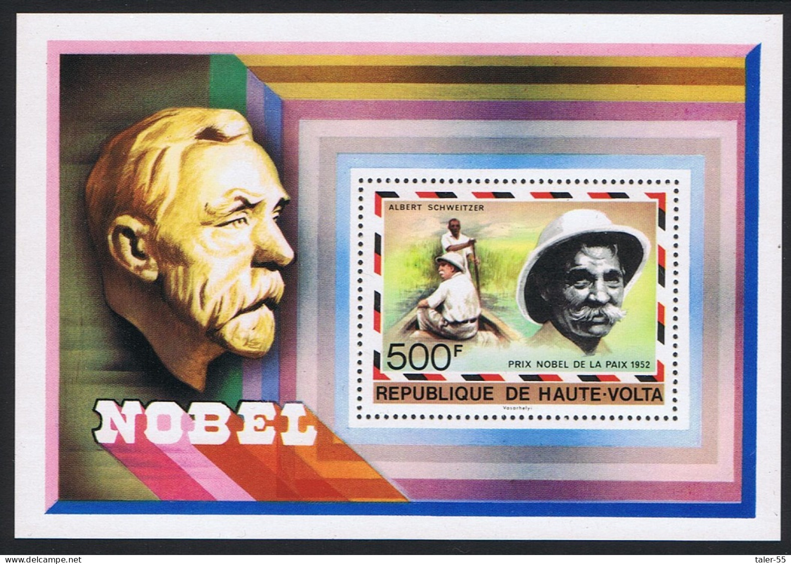 Upper Volta Nobel Prize Dr Albert Schweitzer MS 1977 MNH SG#MS457 Sc#445 - Obervolta (1958-1984)