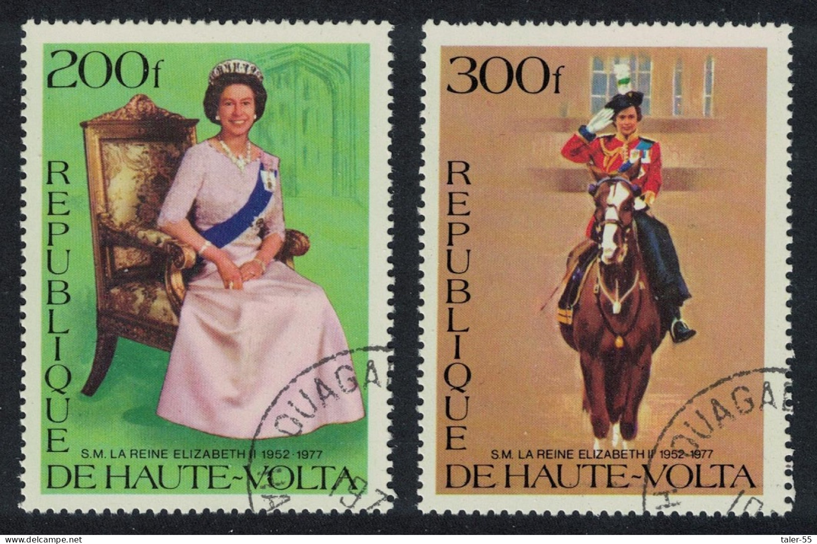 Upper Volta Silver Jubilee Of Queen Elizabeth II 2v 1977 CTO SG#448-449 - Alto Volta (1958-1984)