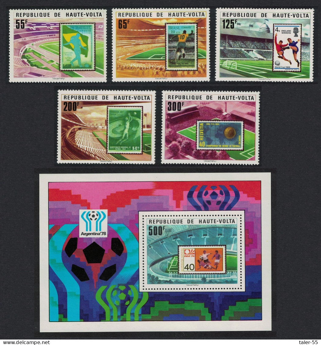 Upper Volta Football 5v+MS 1977 MNH SG#469-MS474 MI#700-704+Block 8 - Alto Volta (1958-1984)