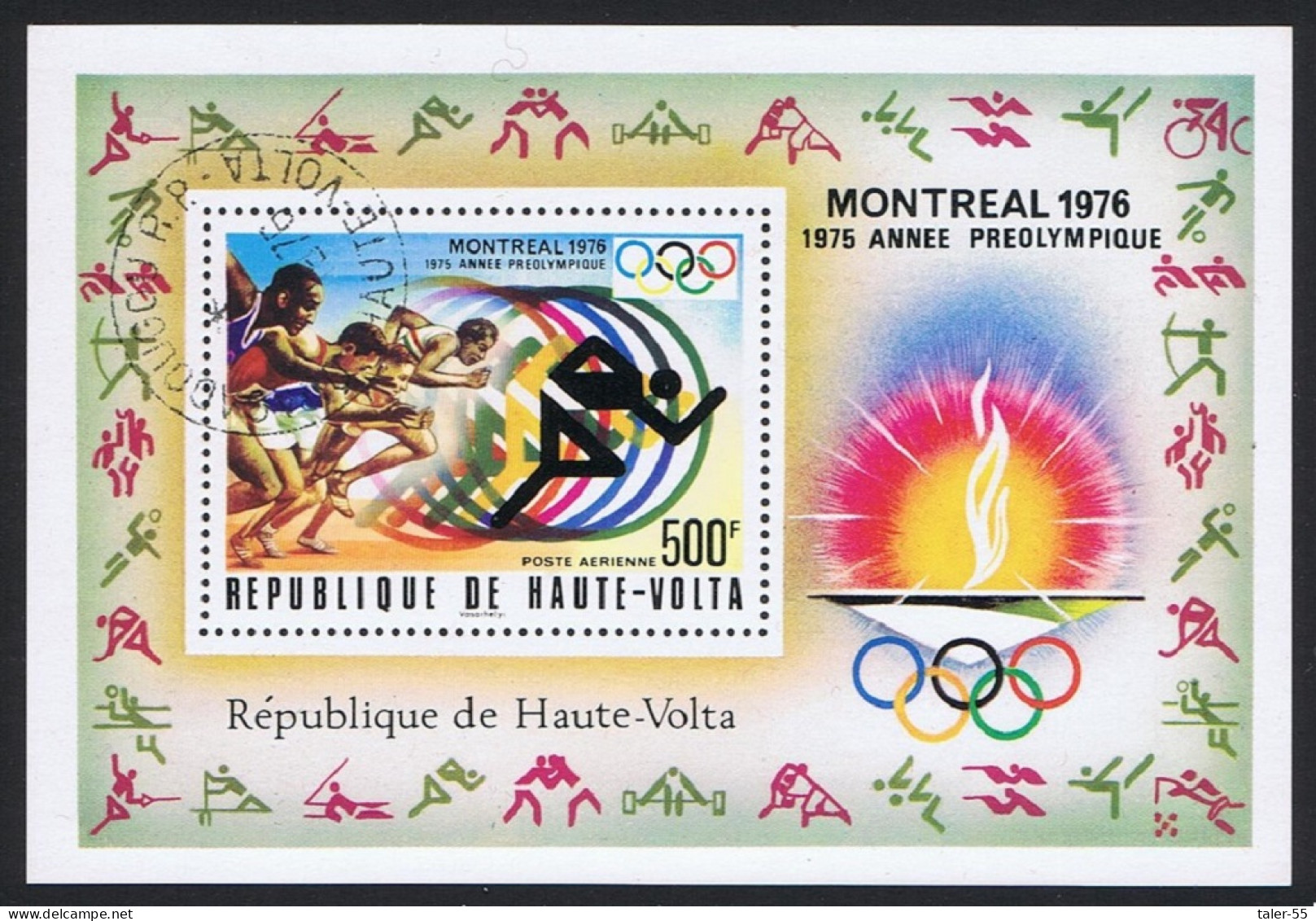 Upper Volta Summer Olympic Games Montreal MS 1976 CTO MI#Block 40 Sc#C230 - Upper Volta (1958-1984)