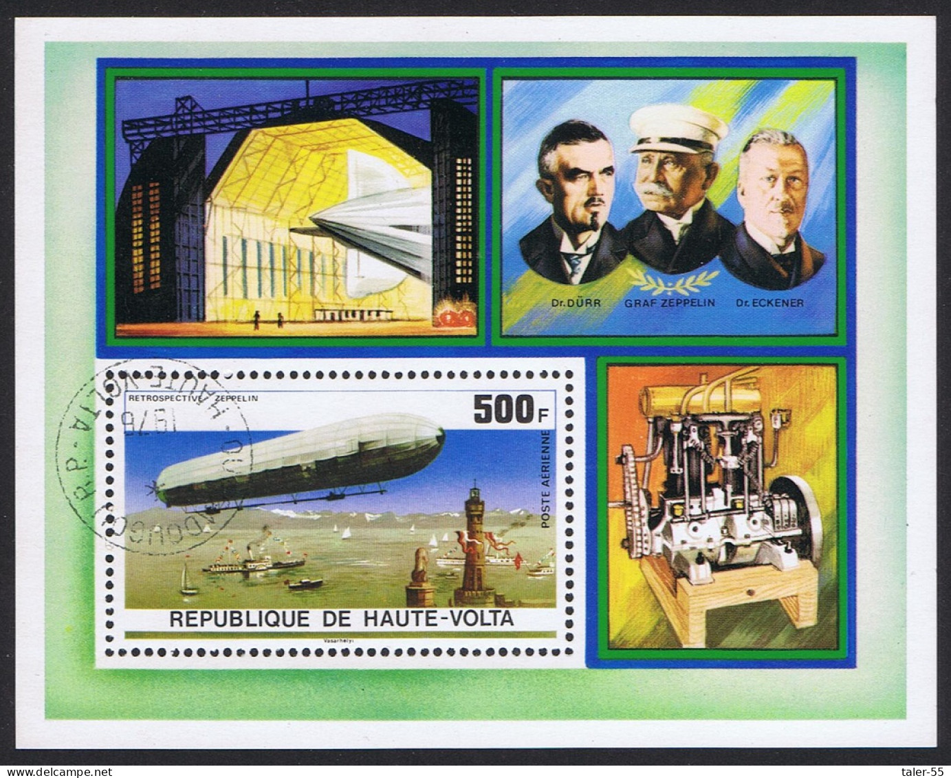 Upper Volta Zeppelin Anniversary MS 1976 CTO MI#Block 42 Sc#C237 - Alto Volta (1958-1984)