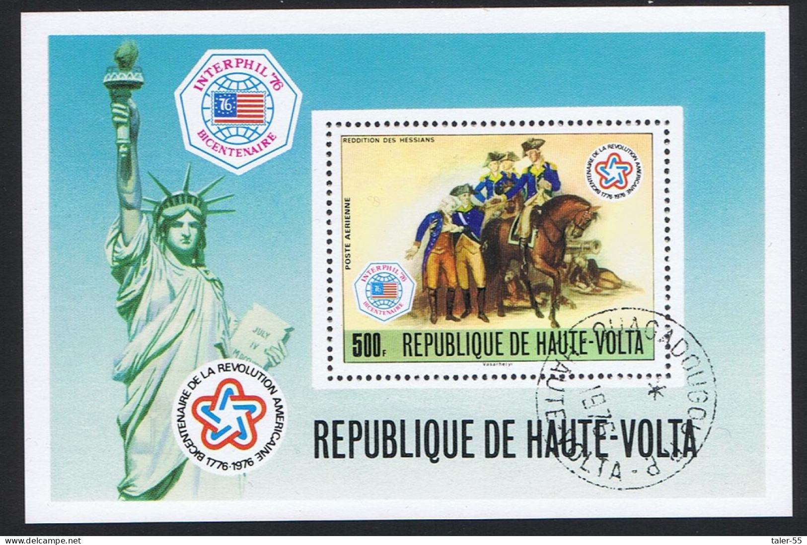 Upper Volta American Bicentennial MS 1976 CTO SG#MS419 Sc#C244 - Alto Volta (1958-1984)