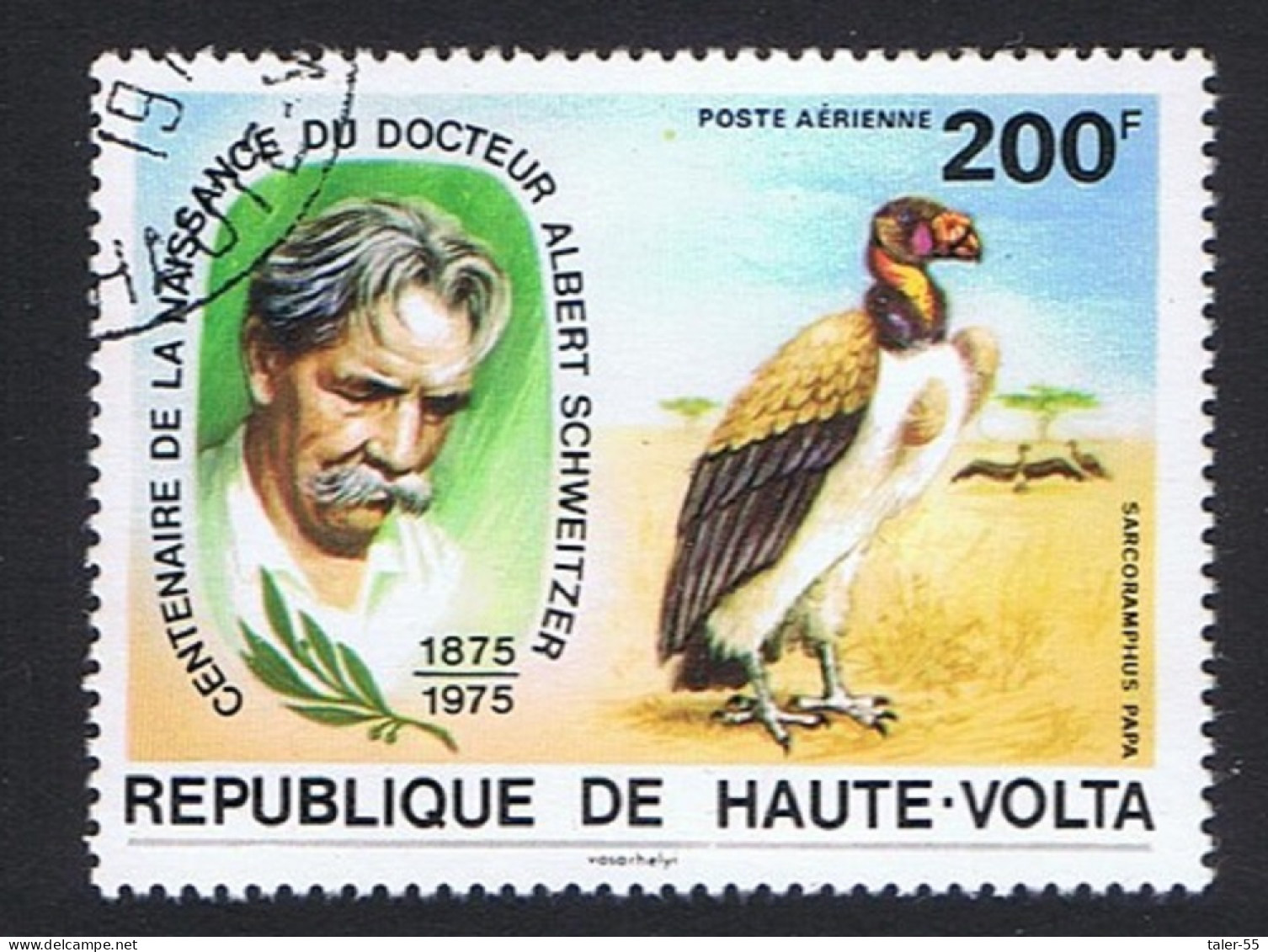 Upper Volta Vulture Birds Dr Albert Schweitzer 1975 CTO MI#579 Sc#C215 - Alto Volta (1958-1984)