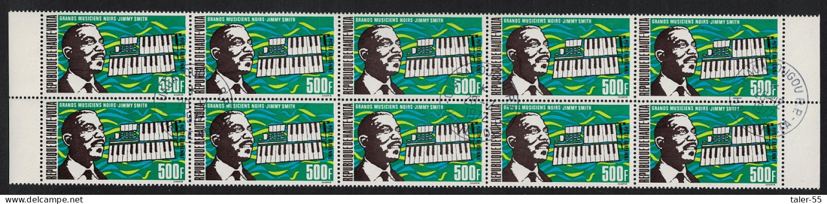 Upper Volta Famous Musician Jimmy Smith Strip Of 10v 1972 CTO SG#367 Sc#C407 - Alto Volta (1958-1984)