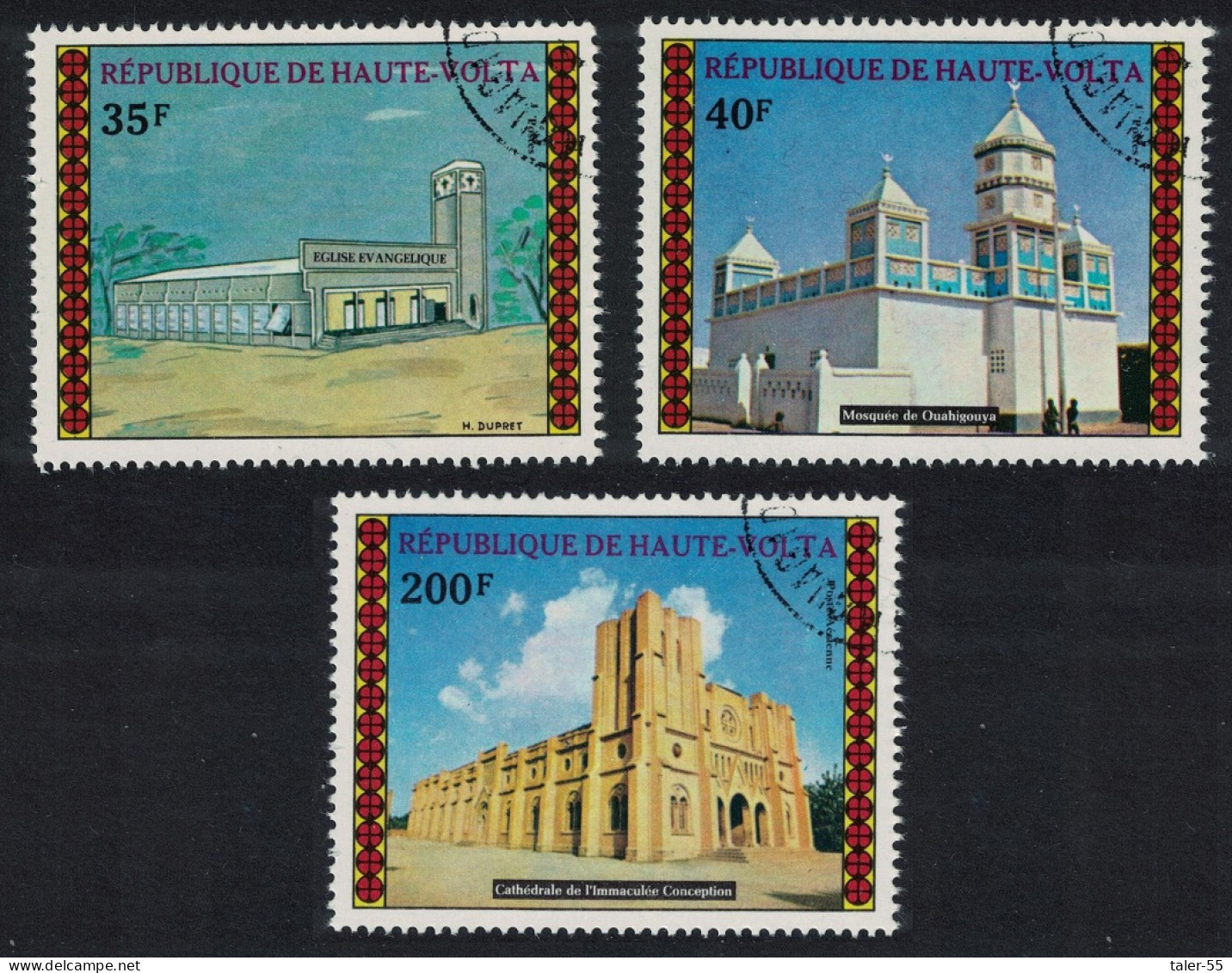 Upper Volta Mosques Churches 3v 1973 CTO MI#476-478 - Alto Volta (1958-1984)