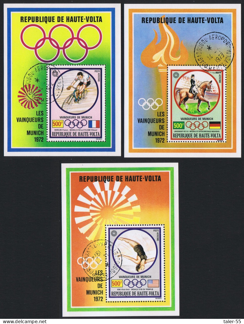 Upper Volta Winners Summer Olympic Games Munich 3 MSs 1972 CTO SG#MS391 Sc#C124-C126 - Haute-Volta (1958-1984)