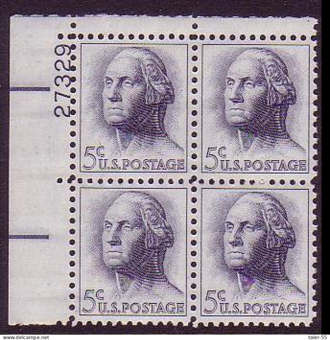 USA George Washington 5c Plate Block 1962 MNH SG#1207 MI#817 - Ongebruikt
